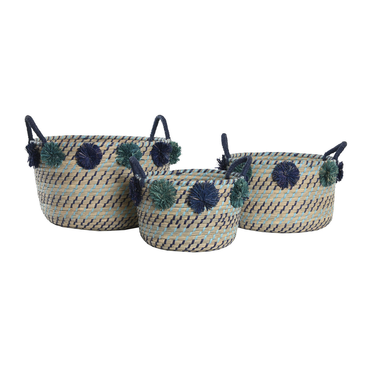 Korisetti DKD Home Decor polypropeeni Pompomit 46 x 44 x 34 cm